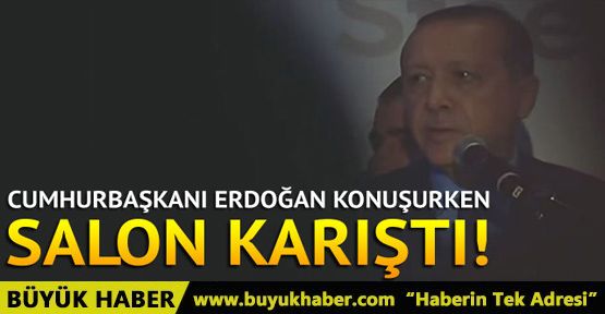 ABD'de Cumhurbaşkanı Erdoğan konuşurken ortalık karıştı