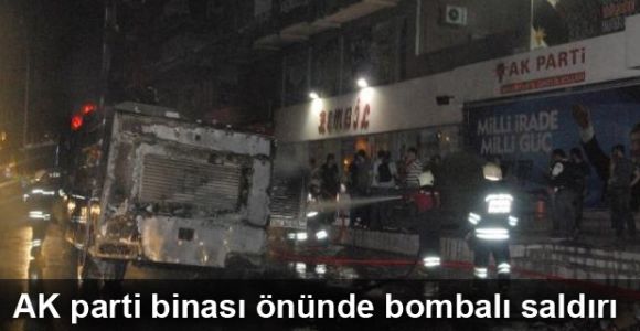 AK Parti binası önünde bekletilen TOMA'ya bomba atıldı: 1 polis yaralı