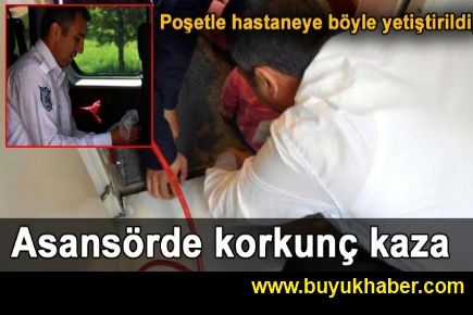 Asansörde korkunç kaza