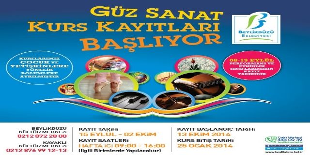 BEYLİKDÜZÜ BELEDİYESİ GÜZ SANAT KURS KAYITLARI BAŞLADI