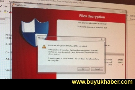 Bilgisayarı ele geçirip fidye isteyen virüs