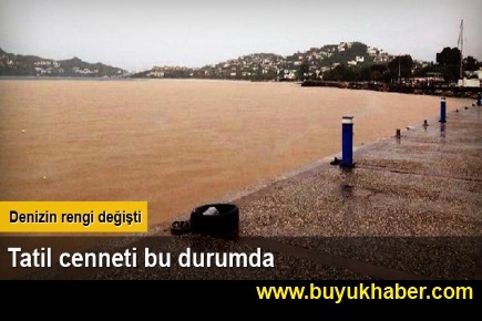 Bodrum'da deniz kahverengiye döndü