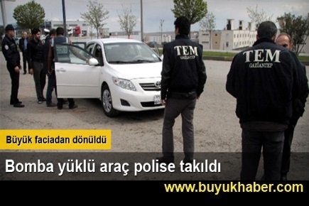 Bomba yüklü otomobil polise takıldı