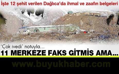 Dağlıca'da 11 merkeze 'çok ivedi' faks