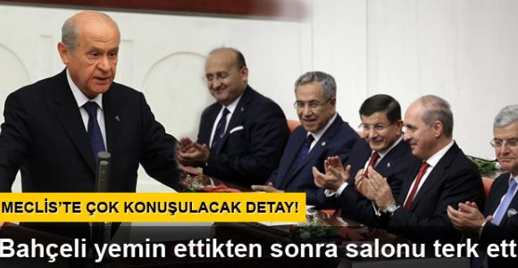 Davutoğlu, Bahçeli yemin etmeden Genel Kurul salonunu terk etmedi