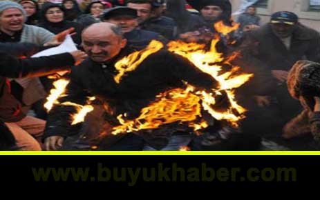 Depremzede kendini yaktı.