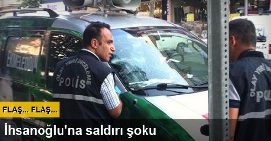 Ekmeleddin İhsanoğlu'nun seçim minibüsüne saldırı