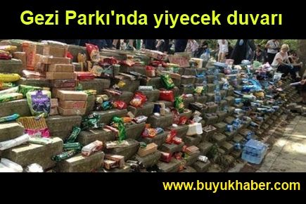 Gezi Parkı'nda yiyecek duvarı