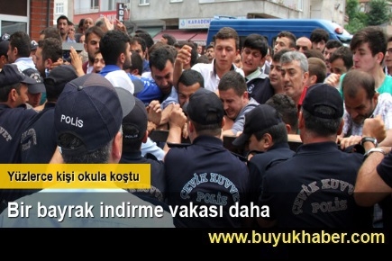 Giresun'da bayrak indirme vakası