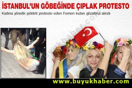İstanbul'un göbeğinde çıplak protesto