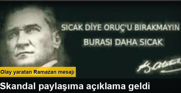 MEB Şube Müdürü'nden Atatürk'lü skandal oruç mesajı