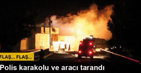 Polis karakolu ve aracı tarandı