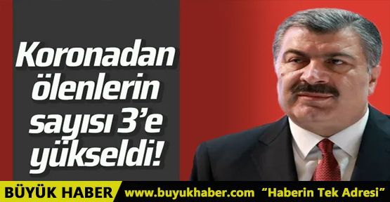 Türkiye'de koronadan can kaybı sayısı 3'e yükseldi