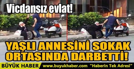 YAŞLI ANNESİNİ SOKAK ORTASINDA DARBETTİ!